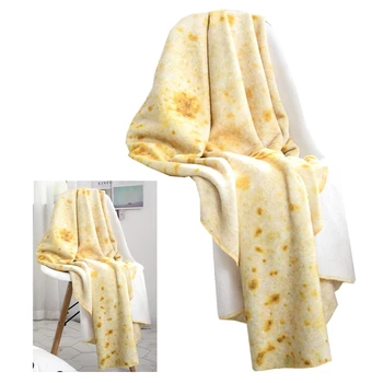 

Taco Tortilla Burrito Blanket Realistic Round 3D Fun Food Warm Soft Wrap Blanket