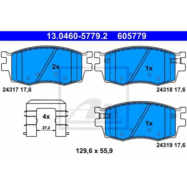 Disc pads front for Hyundai Accent, Kia Rio 1.4/1.6 16V