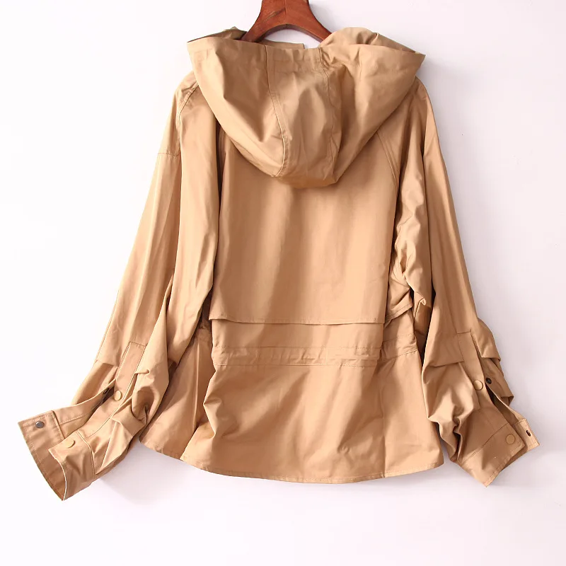 

Hooded by Age Design ~ 19 Years Early Autumn New Products Solid Color Comfortable Versatile Drawstring Waist Hugging Bat Sleeve