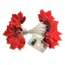 

2022NEW Fairy LED Maple Leaves String Battery/USB Powered Fall Autumn Plants Garland Fence Party Stair Railing Decoration