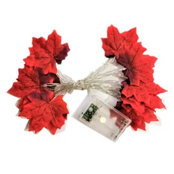 2022NEW Fairy LED Maple Leaves String Battery/USB Powered Fall Autumn Plants Garland Fence Party Stair Railing Decoration