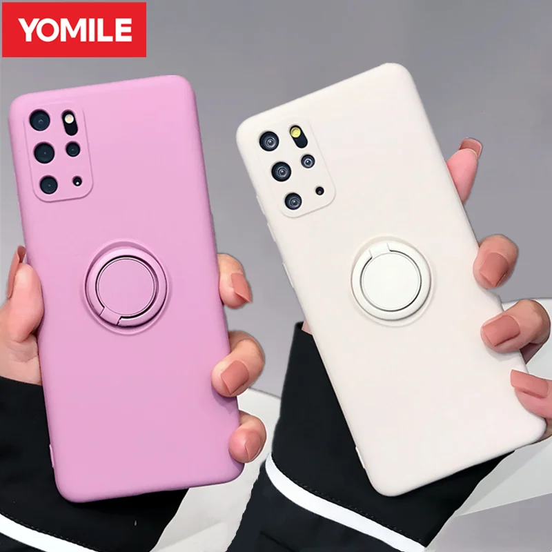 Ring Holder Silicone Phone Case For Samsung Galaxy S20 S21 FE Ultra Magnetic Stand Shockproof Cover A72 A71 A70 A52 A51 A50 A32