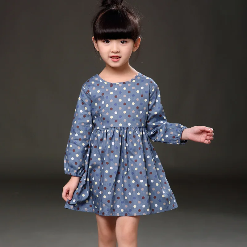 Г. Осеннее платье для девочек хлопковые детские платья с длинными рукавами детские платья в горошек для девочек, модная одежда для девочек