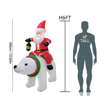 

185cm Christmas Inflatable Riding Polar Bear Santa Claus Inflatable Set LED Santa Claus Snowman Christmas Doll Kids Gift Latest