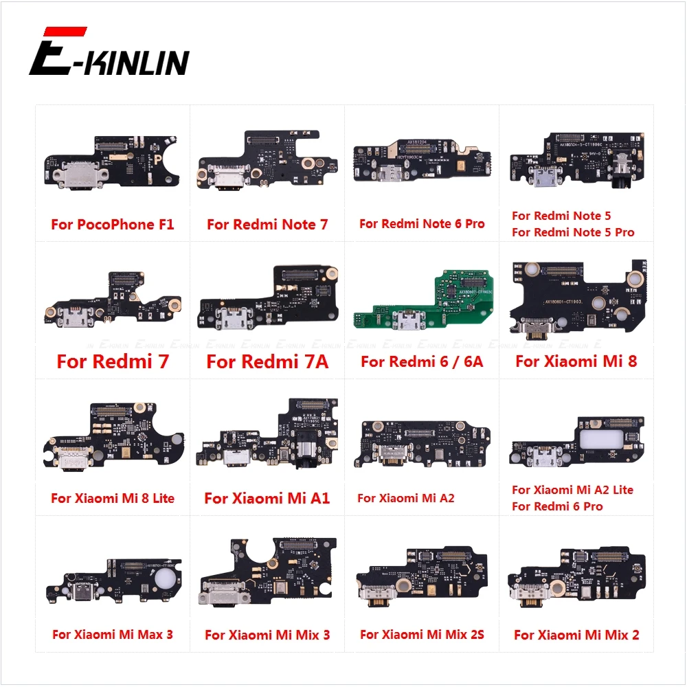 Соединительная плата для зарядного порта, запчасти для гибкого кабеля для Xiao mi Red mi Note 7 6 5 Pro 6A 7A mi 8 mi x 2S Max 3 2 A1 A2 Lite PocoPhone F1