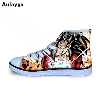 

Aulaygo Goku Super Saiyan Dragon Ball Z Printed Canvas Chidlren Sneakers Kids High Top Shoes Casual Lace Up Teens Boy Sport Flat