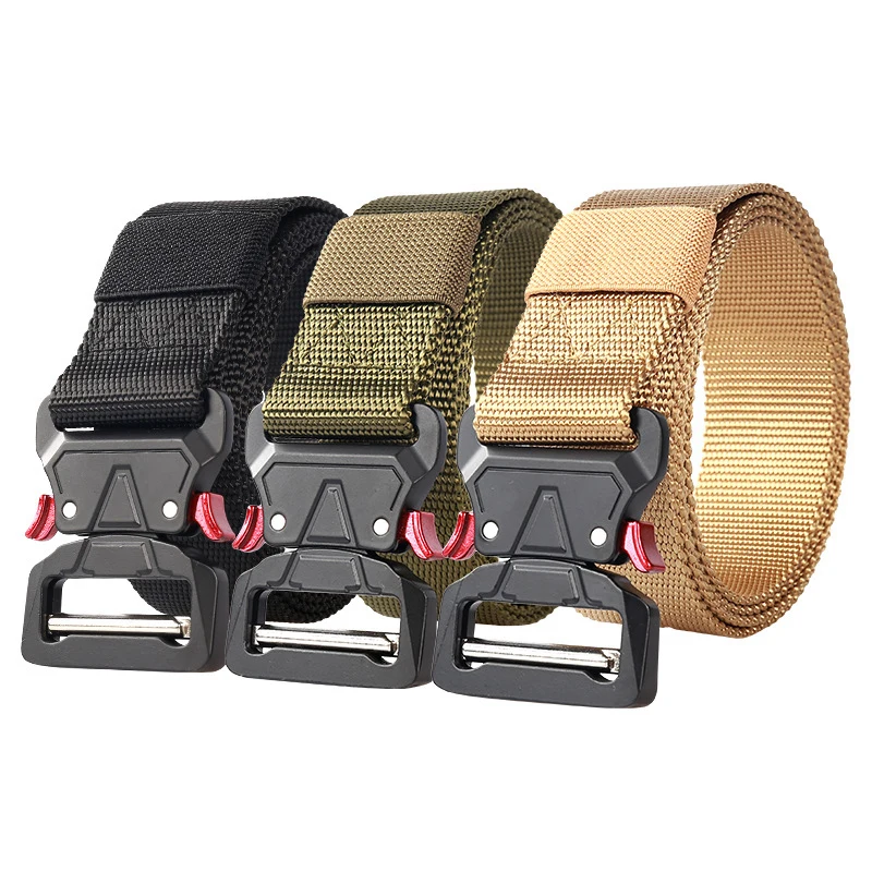 

48 Inch 3.8cm Wide Belts For Men Army Military Tactical Belt Metal Quick Release Buckle Adjustable Mens Belt Training Waist Belt