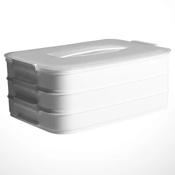 

Refrigerator Dumpling Box Plastic Large Capacity Crisper 3-layer Food Container for Kitchen (White)