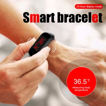

ALLOYSEED V8 Wristband Thermometer Body Temperature Monitor Smart Band Bracelet Watch With 24-Hour Time Display 25 Days Standby