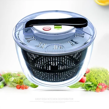 

Hand-Held Salad Bowl Spinner Vegetable Dehydrator Push-Type 5L Safe Clear Bowl Large-capacity Fruit Washing Basin Drain Basket
