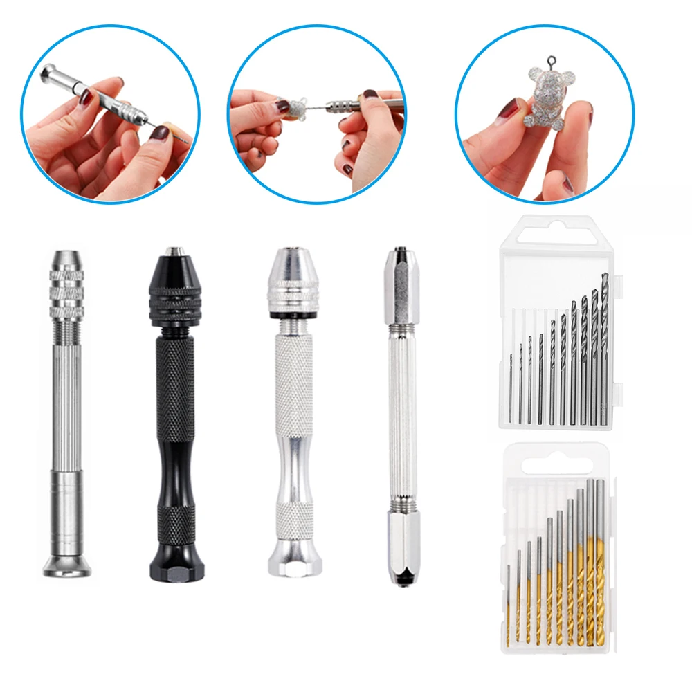 Gold Color Metal Hand Drill Equipments Uv Resin Epoxy Mold Tools With 0.8mm-3.0mm Drill Screw DIY Jewelry Making Handmade Tools