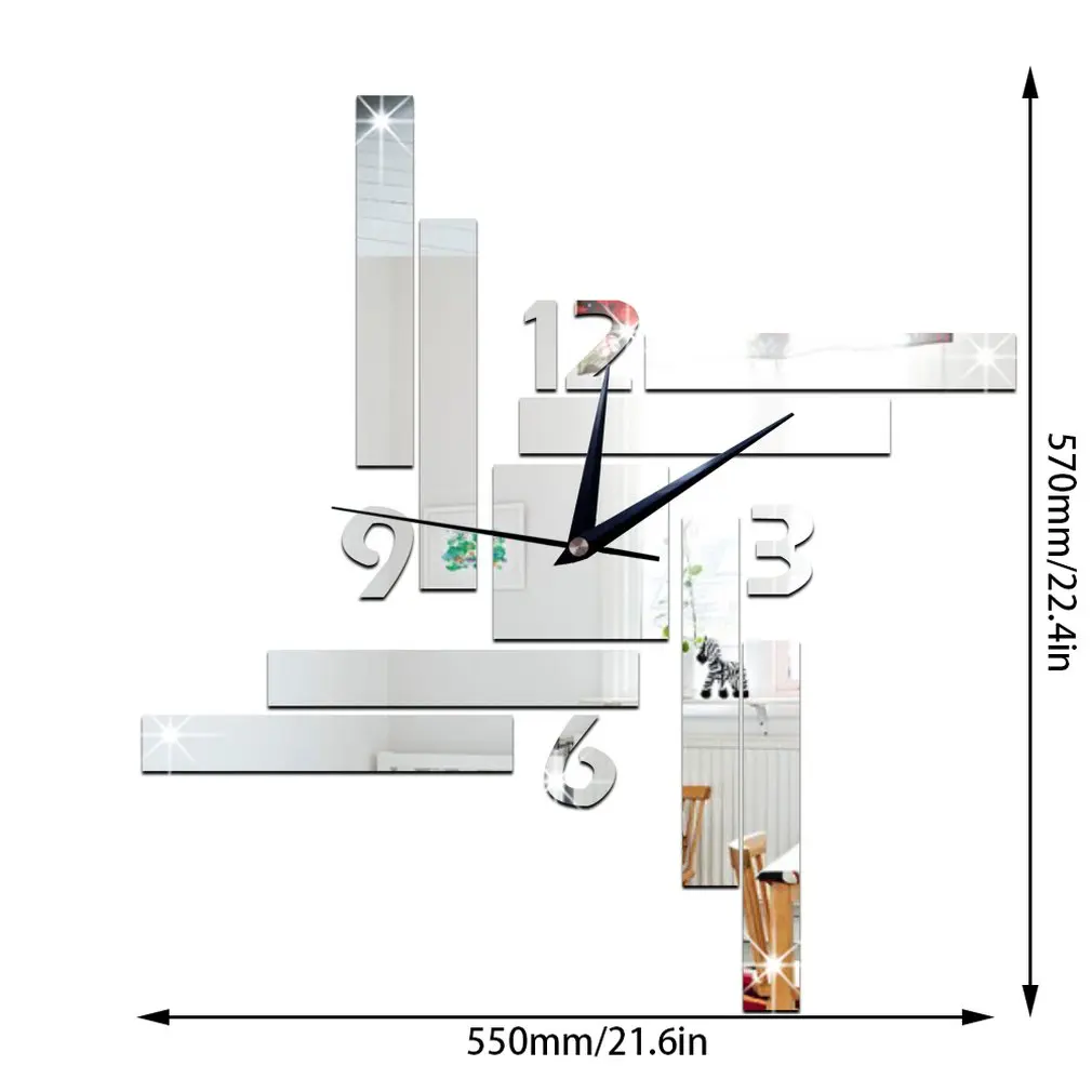 Акриловые Геометрические Квадратные экологически безопасное зеркало настенные часы для спальни гостиной настенные часы украшение дома Прямая поставка