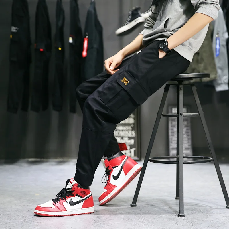

Quality 100% Cotton Spring And Autumn Hong Kong Style Large Size Bib Overall MEN'S Casual Pants Loose-Fit Beam Leg Capri Pants C