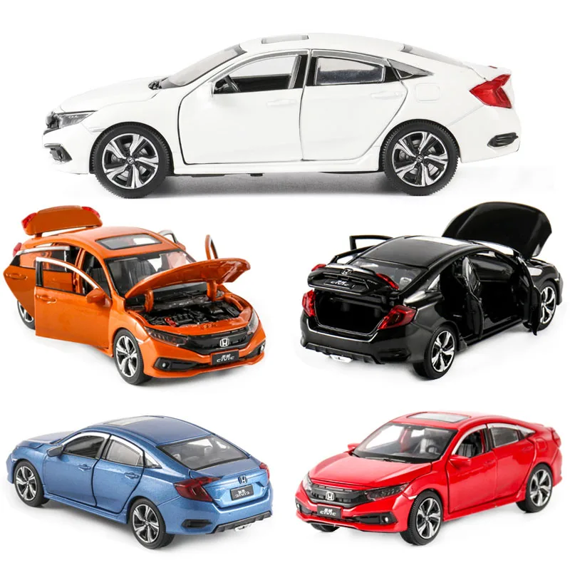 1:32 honda civic модель автомобиля из сплава звук и светильник литой игрушечный
