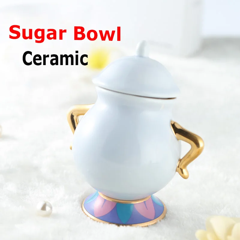 

Hot Sale Beauty and The Beast Sugar Bowl Pot Geniune Ceramic Coffee Tea Set Cartoon Xmas Gift Drop Shipping Fast Post