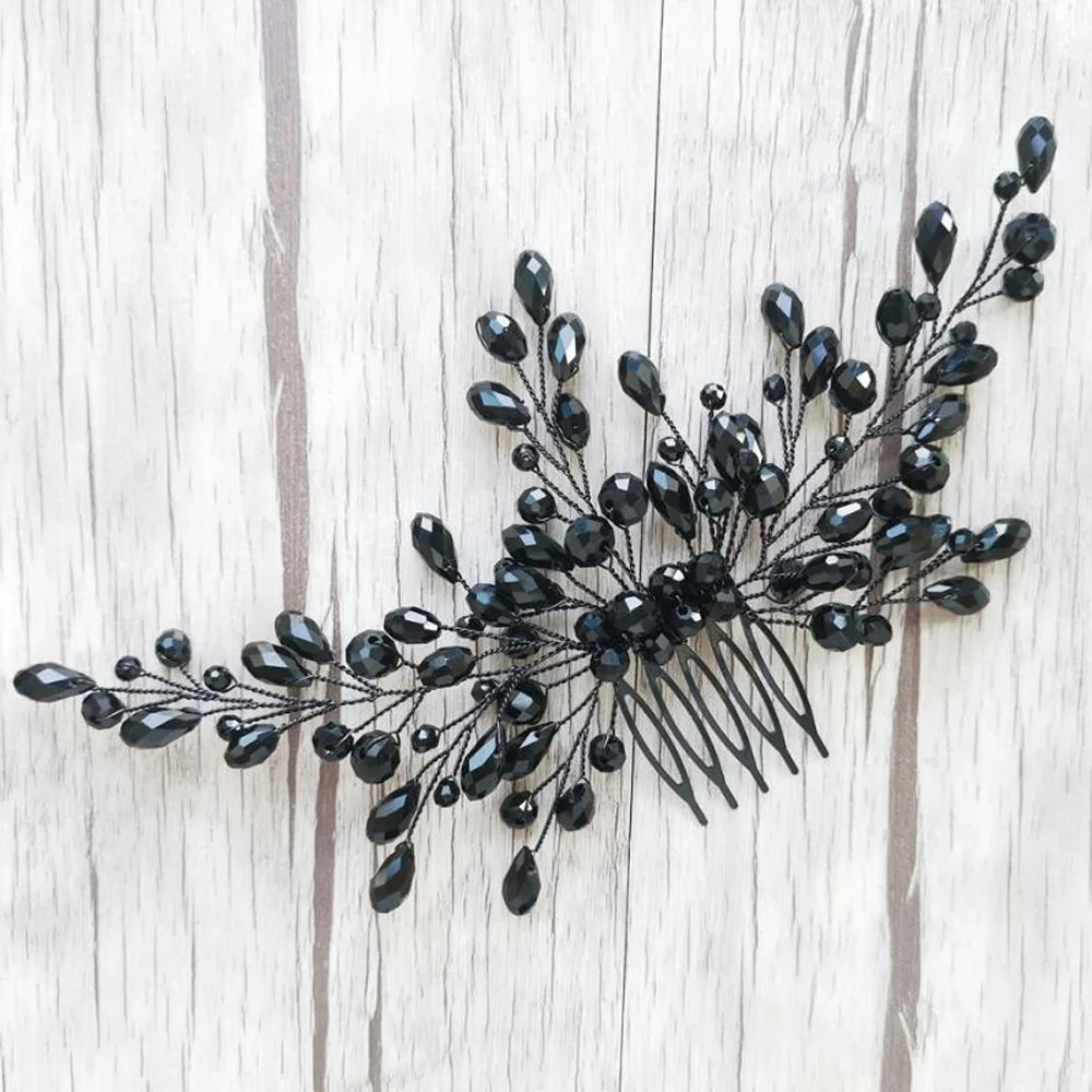 Black Crystal Women Hair Combs Bridal Hair Accessories Wedding Jewelry Bridal Head Decoration Ornament hair accessories bridal hair accessories bridal jewelry set