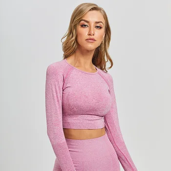 

seamless long sleeve gradient fitness long sleeve yoga suit