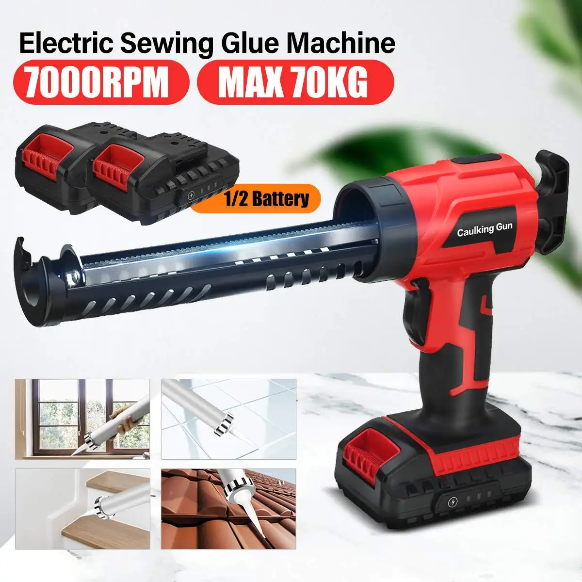 7000rpm Wireless Electric Caulking Gun Cement Glass Adhesive Applicator