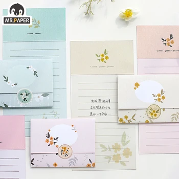 Mr.Paper Chinese Ancient Style Flowers Greeting Card Butter Paper Envelopes with Seal Stickers Wonderful Creative Gift Envelopes 1