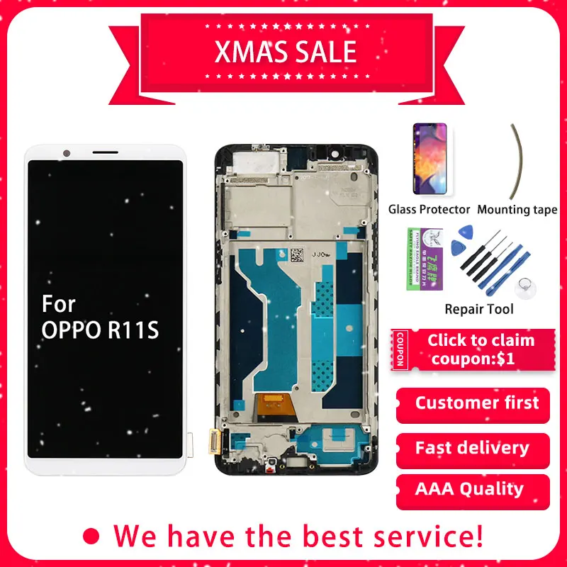 

Original For OPPO R11S LCD Display Touch Screen With Frame Digitizer Assembly For OPPO R11S Display