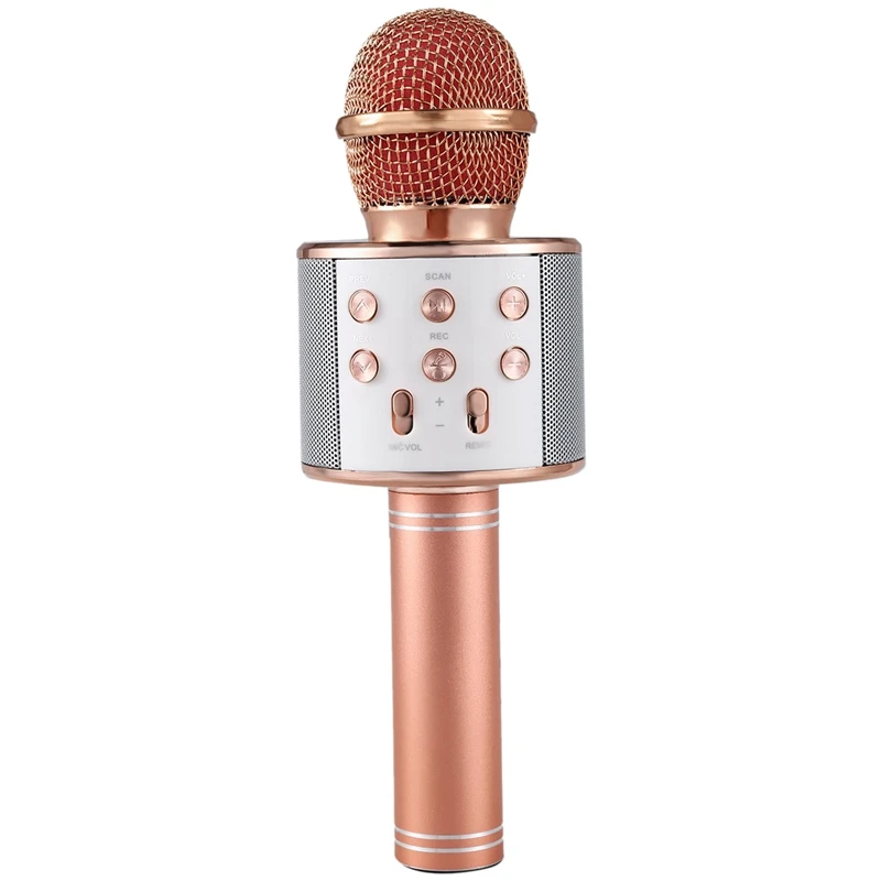 Rose Gold Беспроводной караоке микрофон Портативный Bluetooth мини домашний KTV для воспроизведения музыки и пения динамик плеер селфи телефон ПК - Цвет: Rose Gold