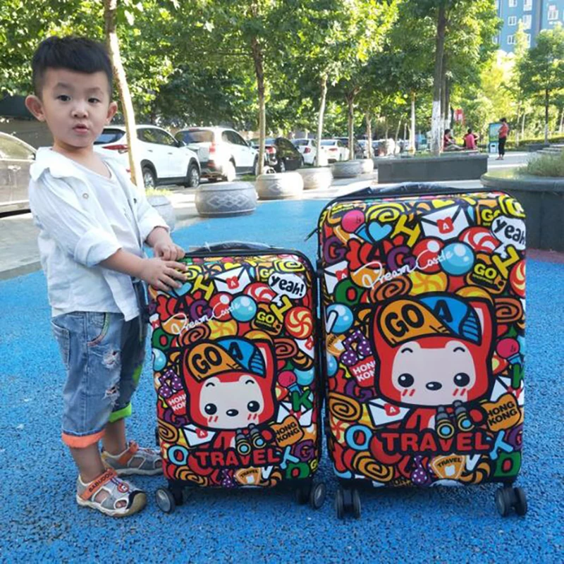 Acant cartoon rolling luggage spinner carry on 20/24 дюймов Аниме милый бренд пансион Детский чемодан Новые товары