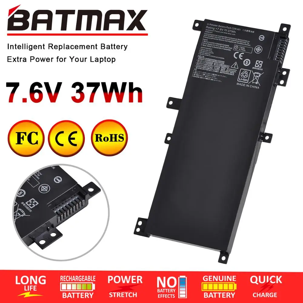 

37Wh 7.6V C21N1401 Laptop Battery for Asus X455 X455L X455LA A455L A455LD A455LN F455L K455L X454W Y483LD W419L C21PqCH