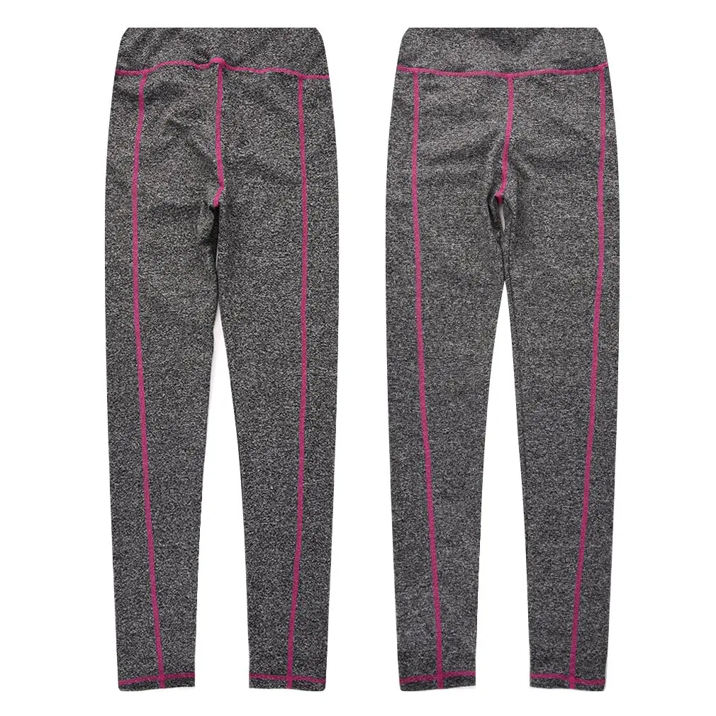 

Women's Gray High Waist Quick Dry Sports Running Yoga Casual Leggings Pants Elastic Waist Polyester