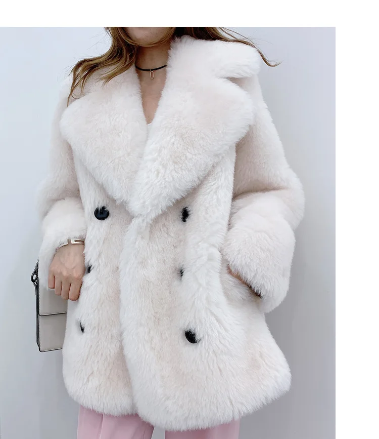 Новинка, осенне-зимнее женское теплое меховое пальто с натуральными гранулами для стрижки овец, женская меховая куртка, уличная одежда