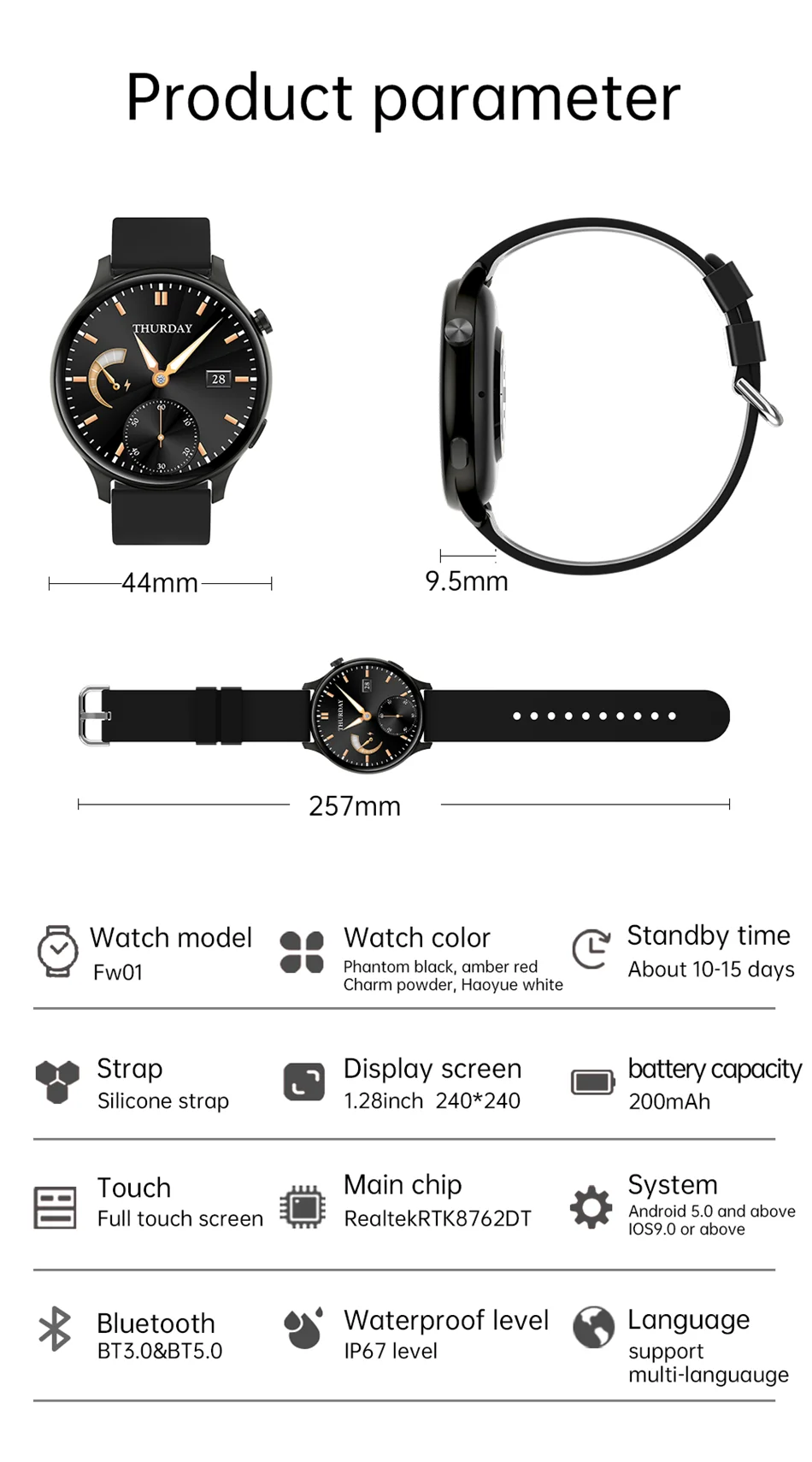 2022 New Bluetooth call Smart Watch Women Men Dynamic dial Information Remind Sports Multifunctional Waterproof Smartwatch+Box