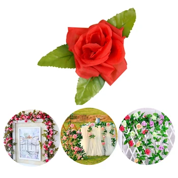 1Pcs Simulation Rose Flower Vine With Leaves Artificial Fake Flowers For Indoor Stair Handrail Hanging Wedding Home Decor