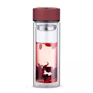 Double Insulated and Anti-scalding Glass 300ML Drinking Cup for Men and Women Home with Lid Tea Cup Crystal Water Bottle Hydro - Цвет: 300ML