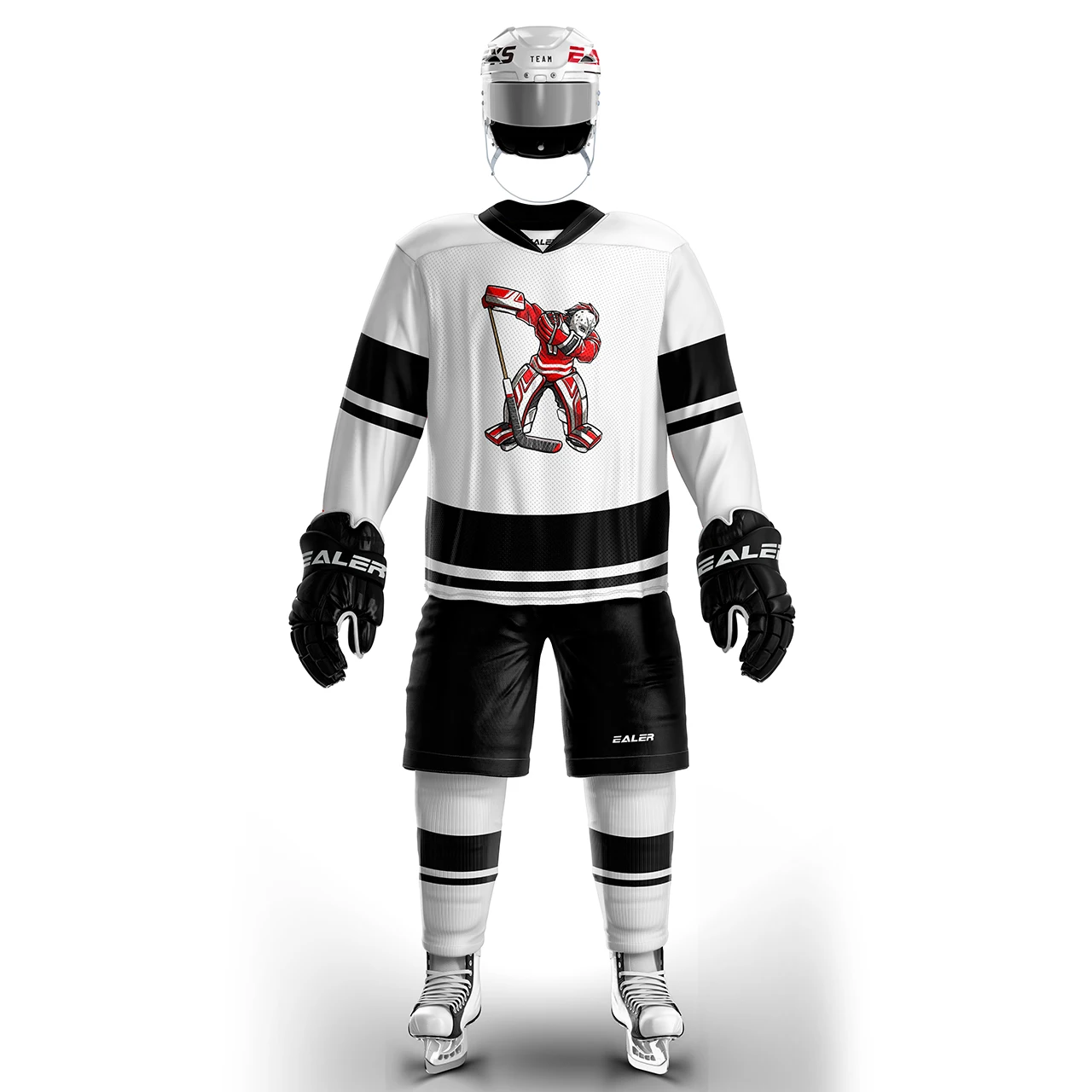 thumbnail image 1 of Camiseta de práctica de hockey sobre hielo personalizada blanca, ligera, fina y transpirable de alta calidad de la serie H400 y camiseta de calle grande (todos los tamaños), 1 of 5