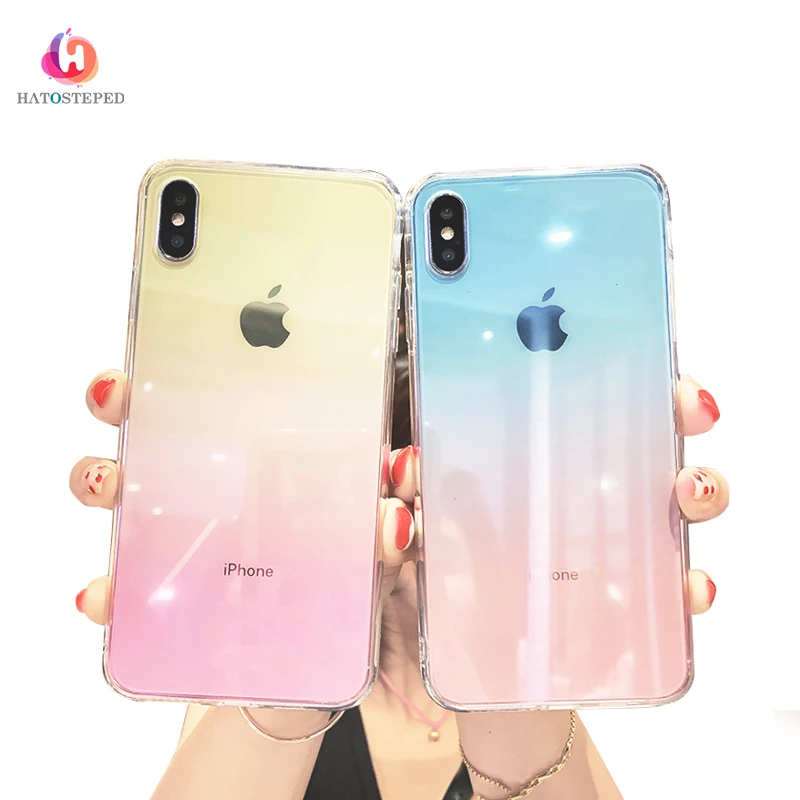 For Iphone 11 Pro 7 8 Plus 6s Transparent Gradient Pattern Phone Case IPhone X XS 6 6S Soft Silicone Cover | Мобильные телефоны и