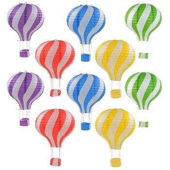 

10PCS Hanging Hot Air Balloon Paper Lanterns Multicolor Foldable Reusable Paper Lamps Party Decoration