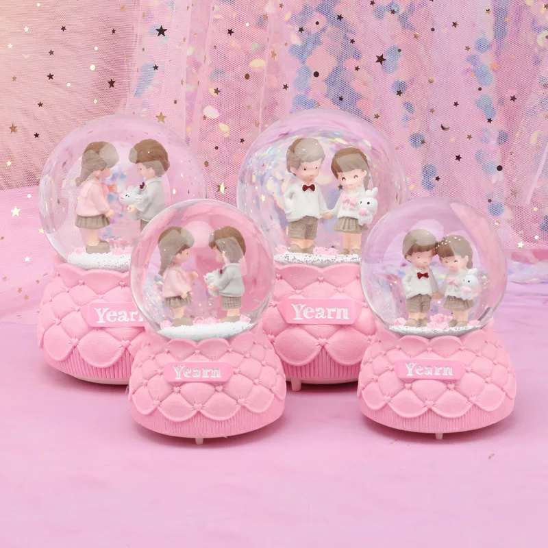 

Creative Love Couple Snow Globe Crystal Ball Rotating Music Box Christmas Decoration For Home Home Decoration Accssories