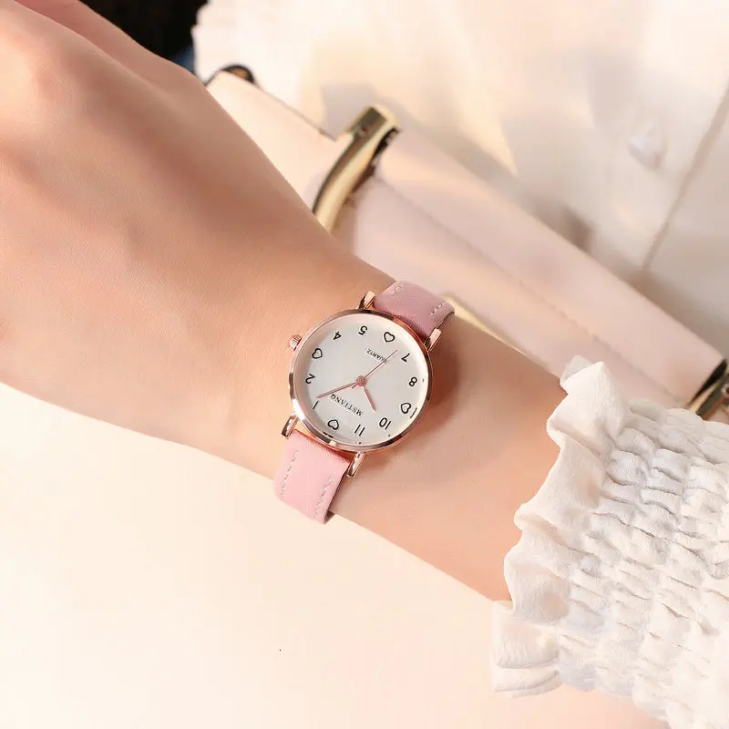 Simple Watch Women Watch Leather Fashion Casual Quartz Wrist Watch Ladies Watch Female Clock relogio feminino reloj mujer - Цвет: Pink