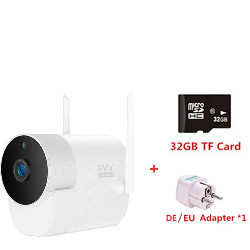 Xiaovv наружная панорамная камера водонепроницаемая 1080P Беспроводная камера наблюдения wifi ночное видение IP Cam работает с приложением Mijia - Цвет: add DE adapter card