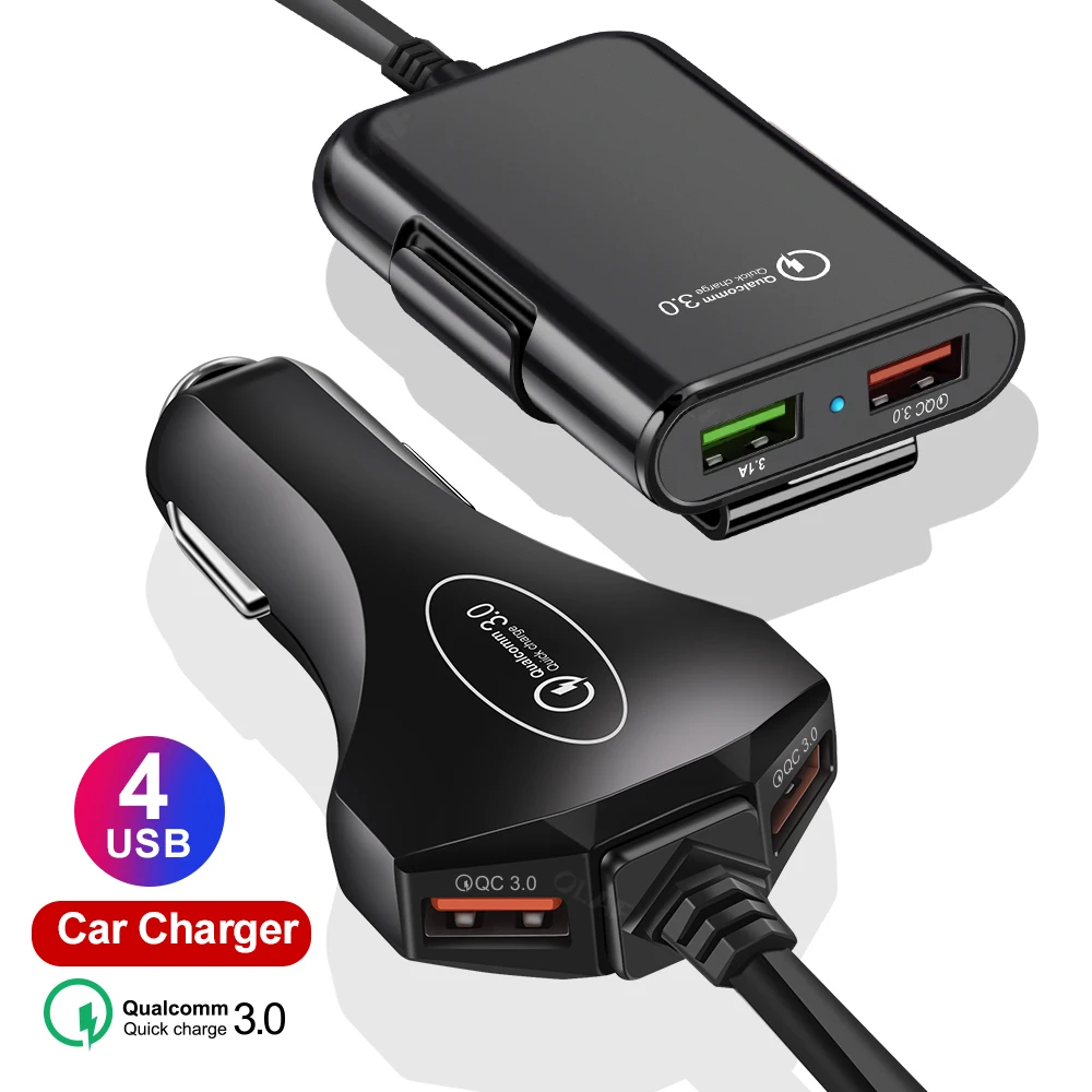 Быстро Зарядное устройство 4 Порты и разъёмы Quick Charge 3,0 3.1A зарядных порта USB для автомобиля Зарядное устройство Универсальный удлинитель кабеля для MPV Субару Outback Автомобильный держатель для телефона на Зарядное устройство для Iphone