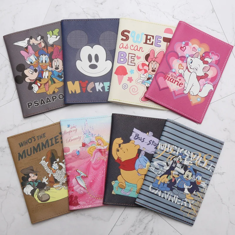 Disney nuevo Mickey estéreo tarjeta titular Set para pasaporte minnie ID Tarjeta de pasaporte titular de la tarjeta monedero de la moneda