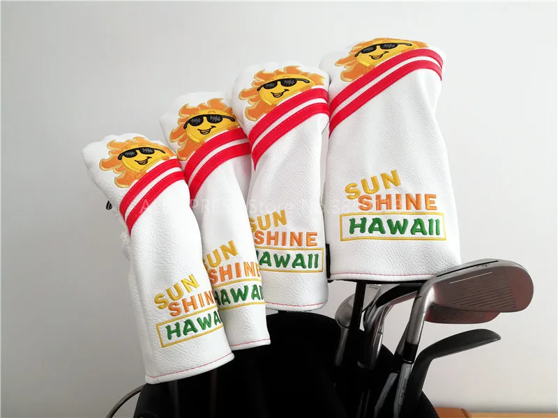 Защита от солнца Hawaii Гольф Драйвер головные уборы ПУ пылезащитный улыбающееся лицо Гольф Фарватер лес#3#5 гибридный UT Чехлы 2 цвета