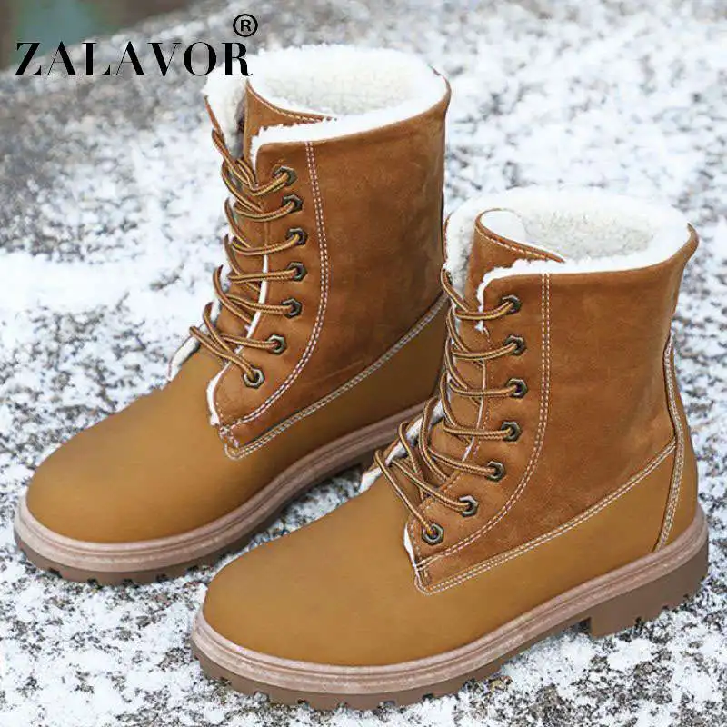 

ZALAVOR Women Winter Warm Outdoor Knight Boots Cross Strap Plush Fur Ankle Boots Flats Leisure Daily Shoes Woman Size 36-41