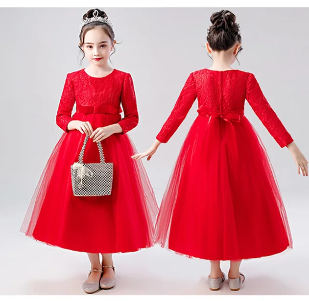 Вечернее платье для девочек кружевное фатиновое платье на свадьбу и день рождения осеннее бальное платье для девочек-подростков длинное платье-макси 8, 10, 12, 14, 16 лет