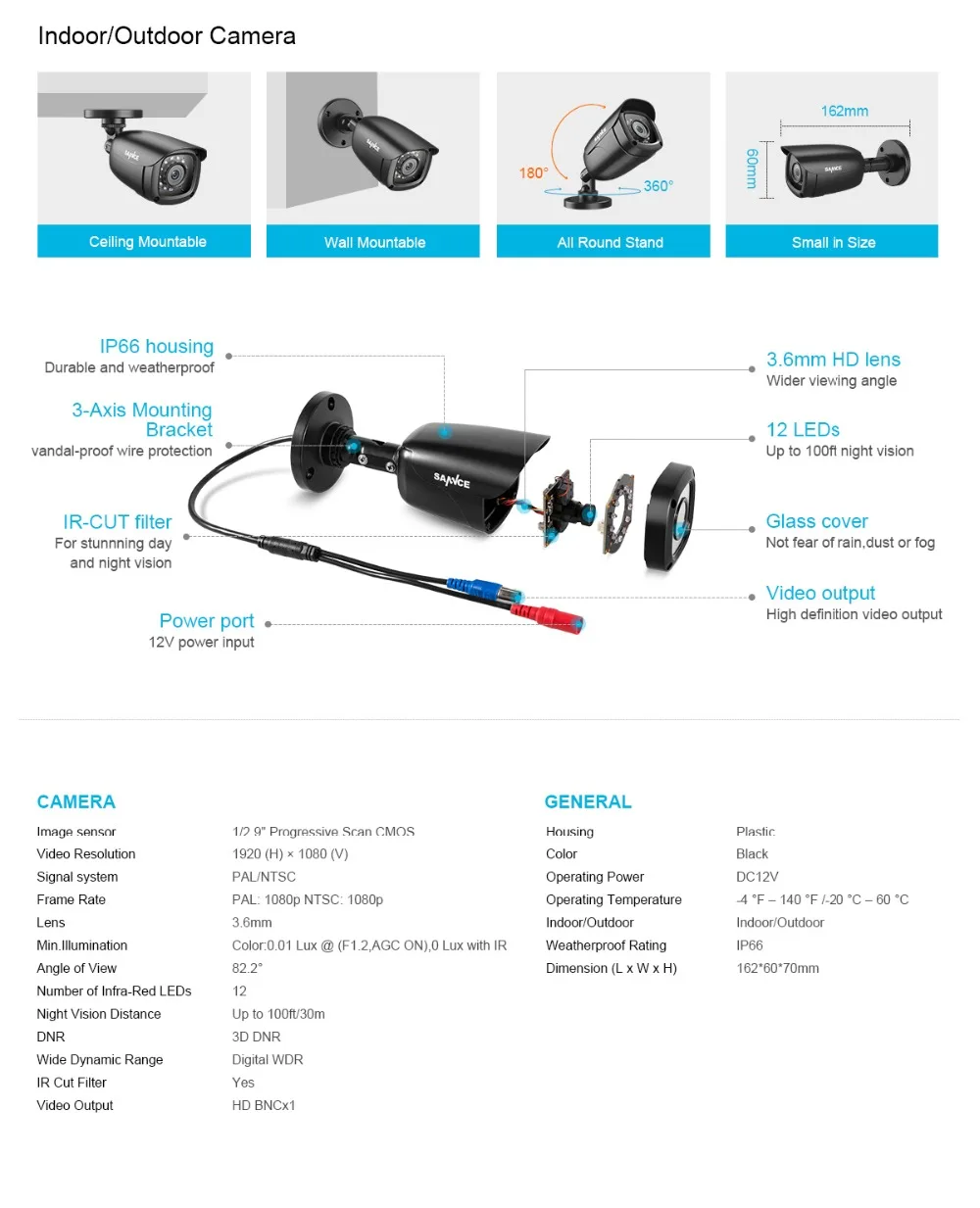 Pces ao ar Livre à Prova de Intempéries Câmera de Vigilância de Segurança de Vídeo em Casa Dvr com 2 Sannce Cctv Sistema 1080n 5in1 Hdmi Pces - 4 Kit 4ch 1080 p 15 5in1 hdmi dvr com 2 pces 4