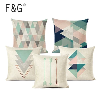 

Blue Triangle Linen Cushion Covers Nordic Small Fresh Geometry Home Decorative Pillow Cases Sofa Bed Throw Pillows Cover