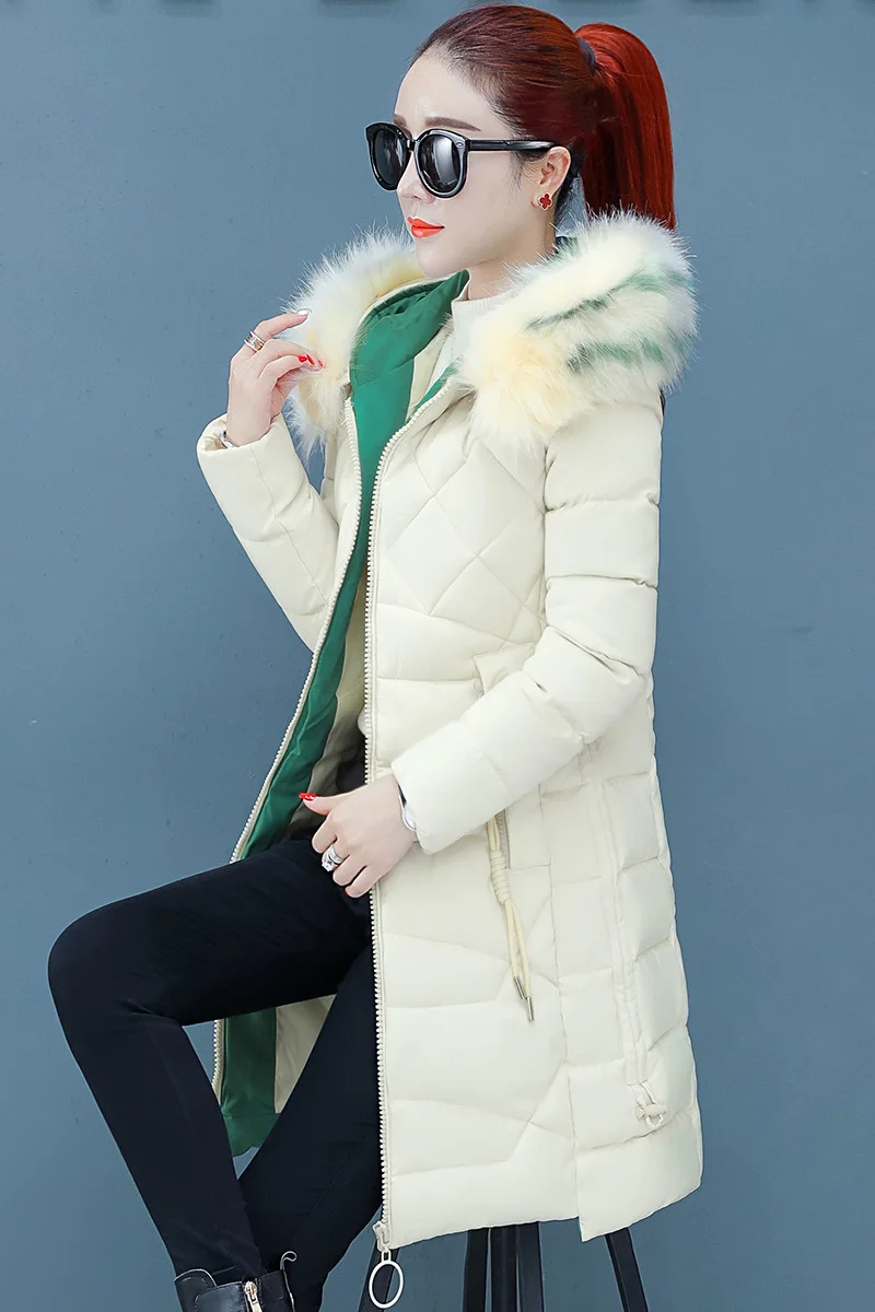 Diwish, Женское зимнее теплое пальто с капюшоном размера плюс, куртка с хлопковой подкладкой, Женская длинная парка, Женская Стеганая куртка - Цвет: White