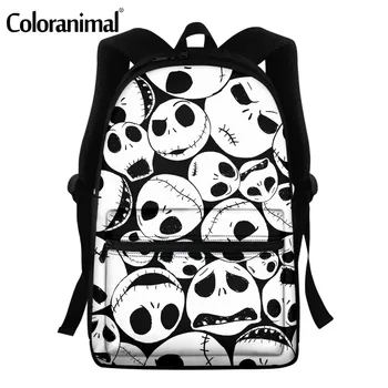 

Coloranimal Nightmare before Christmas Jack Face Printed High Quilty Bag Large Capacity Nursing Travel Backpack Book Bag Kids