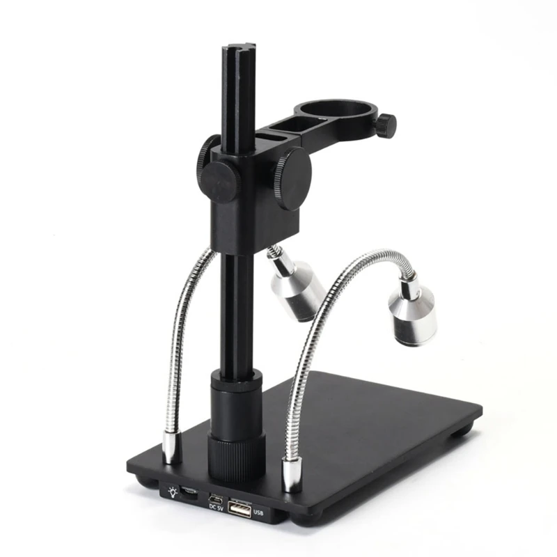 

Aluminum Alloy Universal Digital Microscope Stand with LED Gooseneck Lights Dual Light Source Holder Bracket Practical