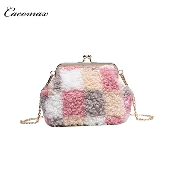 

Women Brand Originality Design Handbags Fall/winter wool plush bag women 2019new Joker Messenger bag chain girl fashion clip bag