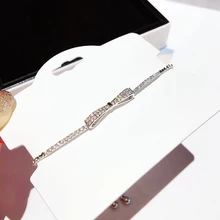 Высококачественное микро украшенное кубическими камнями Циркон бант Регулируемая цепочка для браслета с кристальными подвесками для женщин